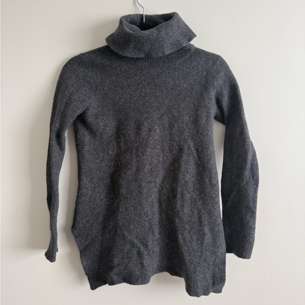 St John Black Label Turtleneck Sweater Long Sleeve Grey Wool Blend Womens Petite